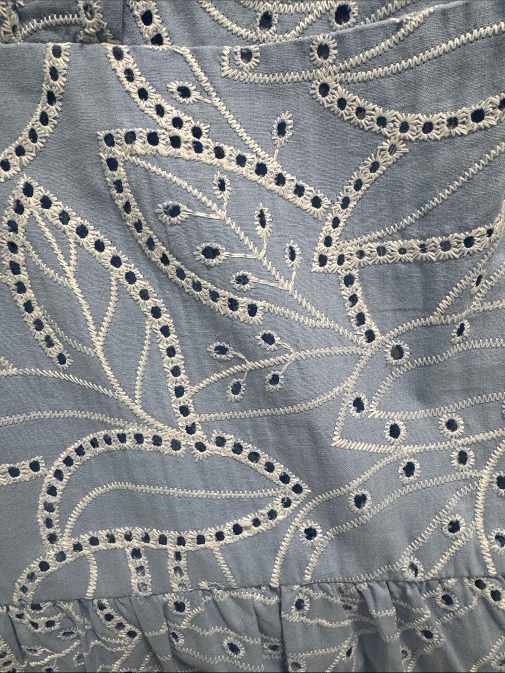 Light Blue Eyelet Tiered Midi Dress - Picture 12 of 12